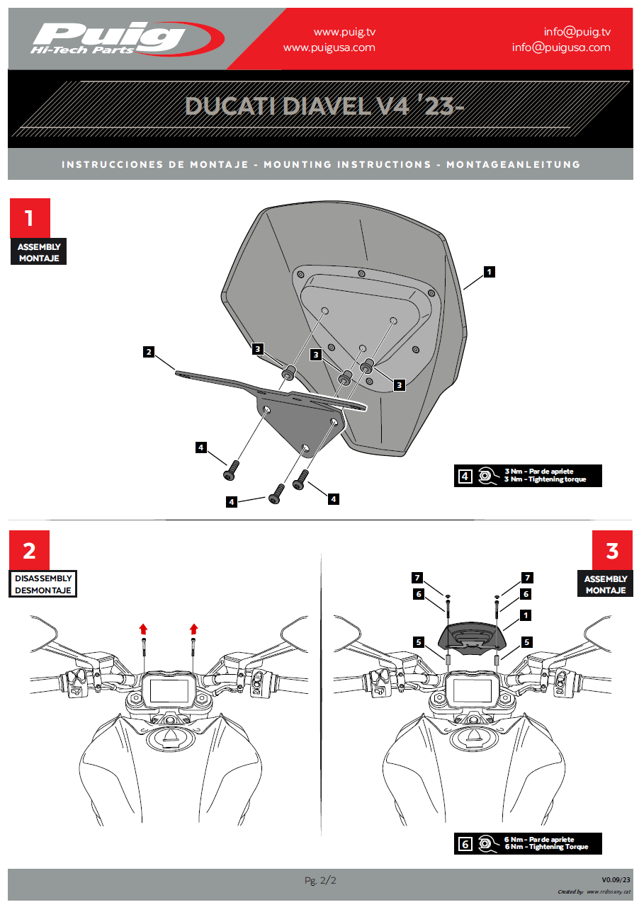 BULLE NEW GÉNÉRATION SPORT PLUS DUCATI DIAVEL V4 2023 À 2025 NOIR MAT PUIG / RP21712J
