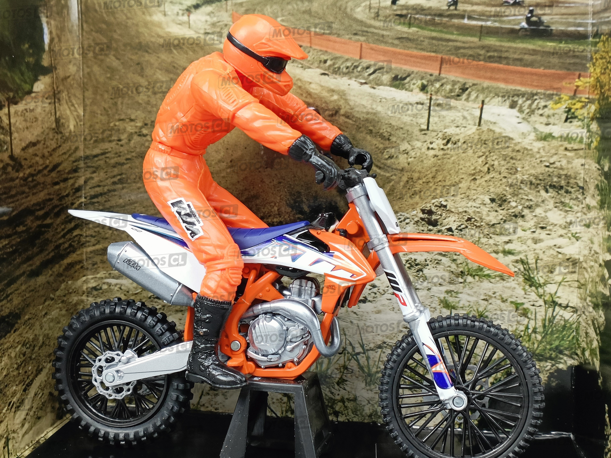 MINIATURE MOTOCROSS KTM 450SXF+PILOTE 1/12ÈME / RN085-58345