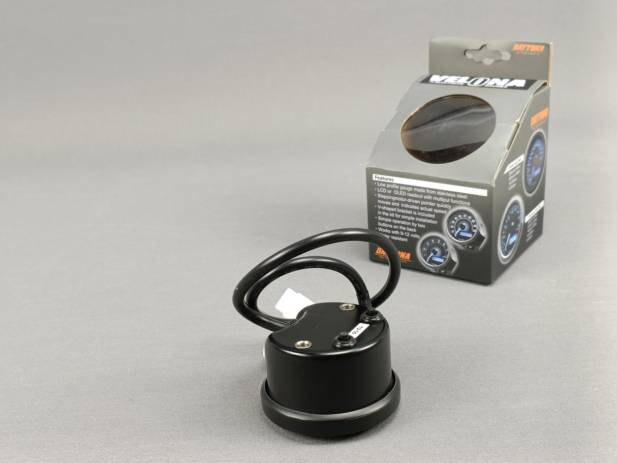 COMPTEUR DE VITESSE VÉLONA Ø60MM A LED BLEUE 260KMH CUVELAGE NOIR DAYTONA / 86861