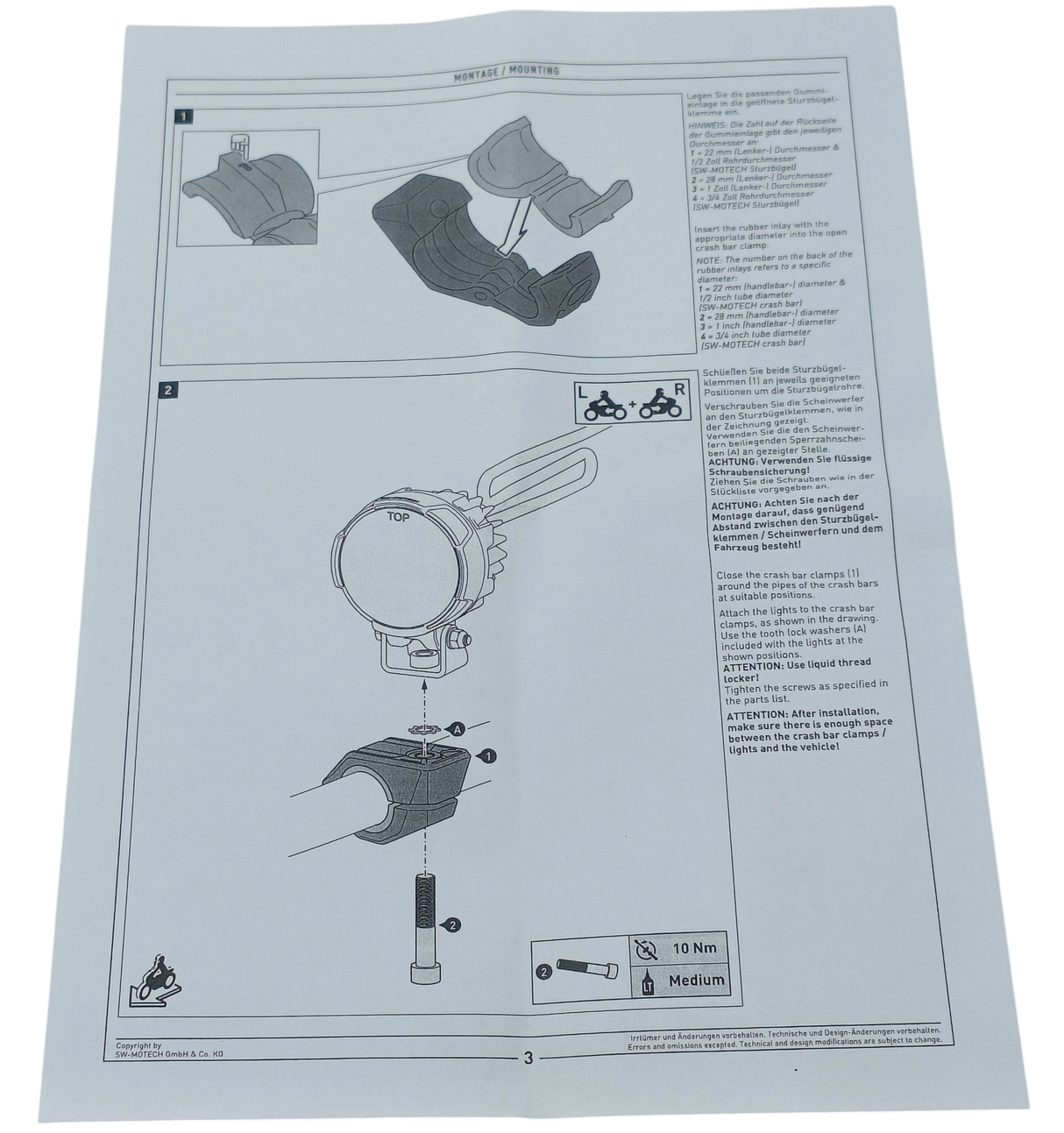SUPPORTS POUR FEUX LONGUE PORTÉE OU ANTIBROUILLARD SW-MOTECH EVO / RSNSW0000413000B