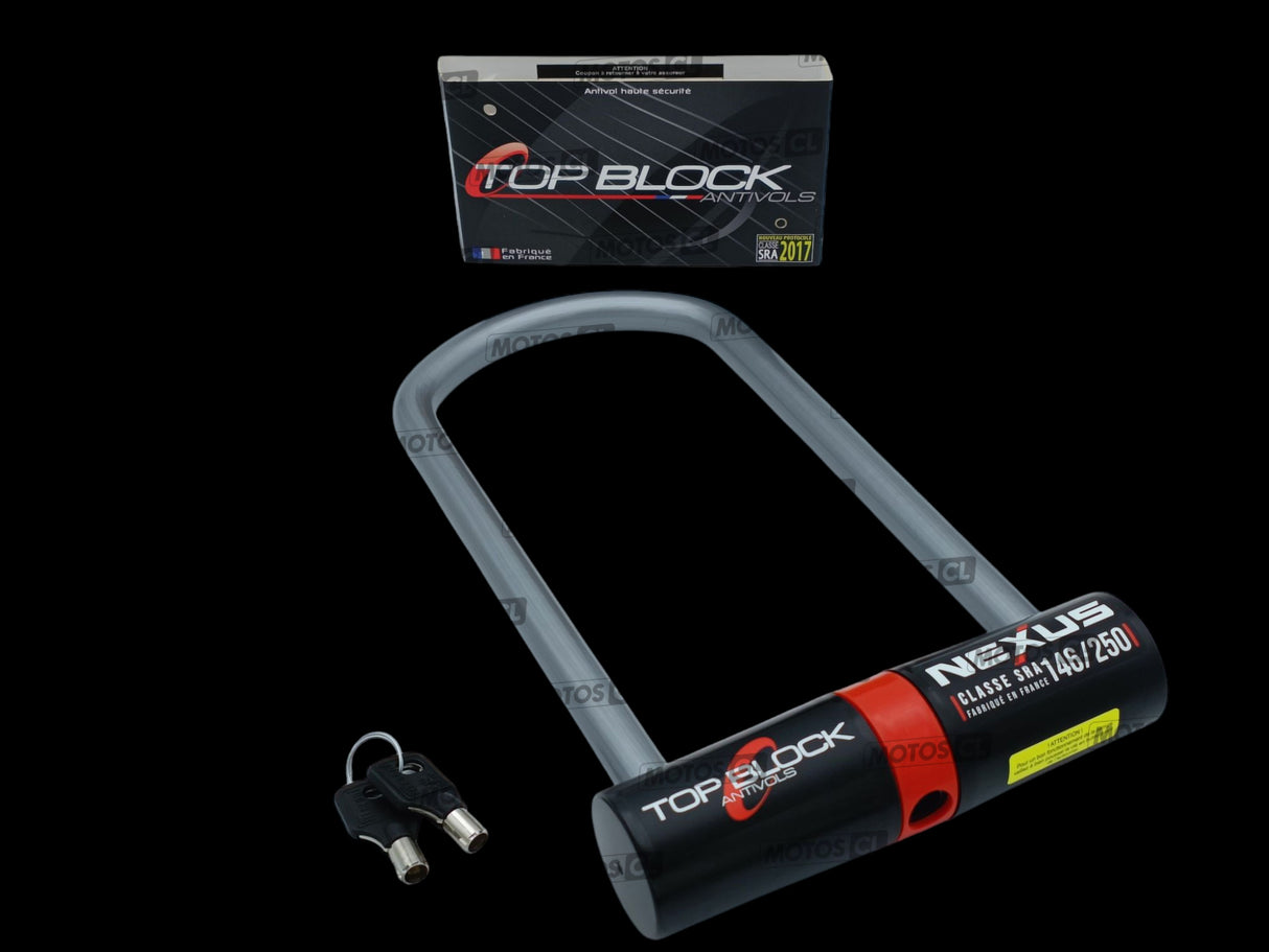 ANTIVOL U NEXUS 146/250 Ø16MM UNIVERSEL ET BMW-YAMAHA TOP BLOCK CLASSE SRA + CORDON DE RAPPEL OFFERT / RTNEXUS250_V2