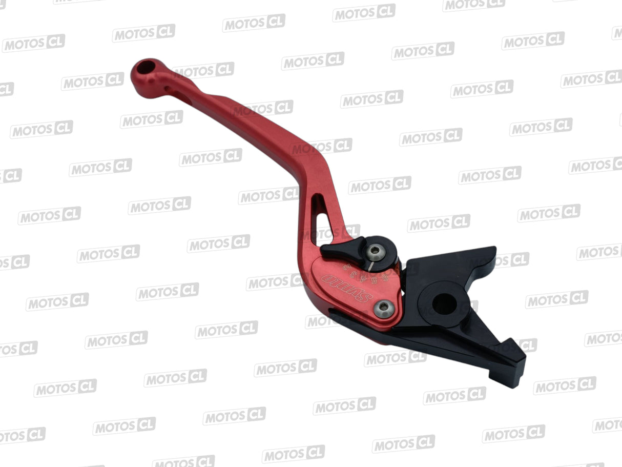 LEVIER DE FREIN SYNTO ABM (BH14) EN ALUMINIUM USINÉ CNC LONG ROUGE RÉGLABLE HOMOLOGUÉ BUELL-KAWASAKI-MZ-SUZUKI-TRIUMPH-YAMAHA / RA100989-H17-V15