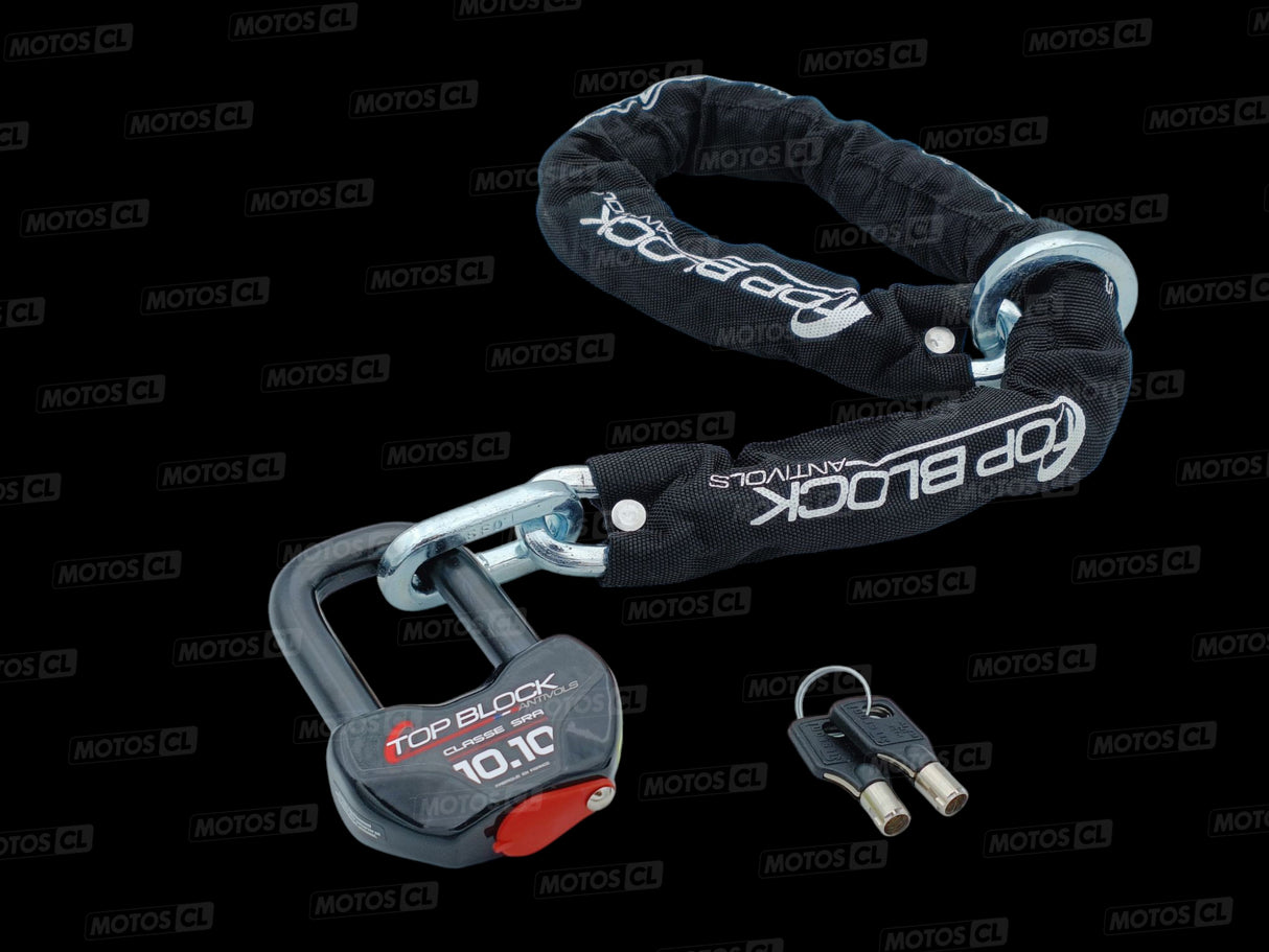 CHAINE ANTIVOL LASSO 1000 ET BLOQUE DISQUE 1010 Ø16MM UNIVERSEL TOP BLOCK CLASSE SRA + CORDON DE RAPPEL OFFERT / RT1010L