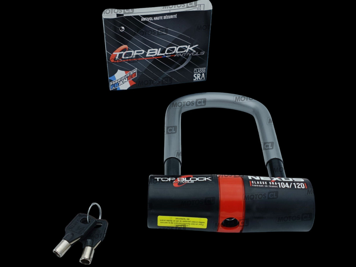 ANTIVOL U NEXUS 104/120 Ø16MM PETIT MODÈLE UNIVERSEL ET RANGEMENT SOUS SELLE HONDA CB1000R TOP BLOCK CLASSE SRA + CORDON DE RAPPEL OFFERT / RTNEXUS120_V2