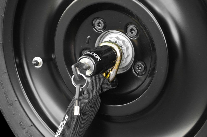 CHAINE ANTIVOL LASSO 1200 ET AXE Ø22MM SPÉCIFIQUE BMW CE-04 TOP BLOCK CLASSE SRA / RTX_BLOCK_CE_04