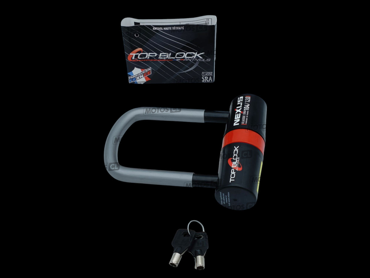 ANTIVOL U NEXUS 104/120 Ø16MM PETIT MODÈLE UNIVERSEL ET RANGEMENT SOUS SELLE HONDA CB1000R TOP BLOCK CLASSE SRA + CORDON DE RAPPEL OFFERT / RTNEXUS120_V2