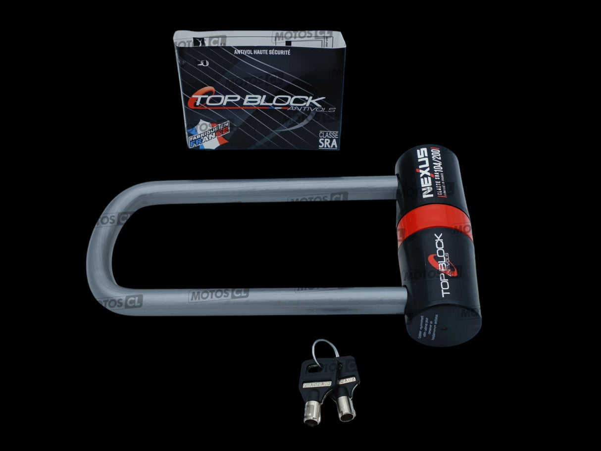 ANTIVOL U NEXUS 104/200 Ø16MM UNIVERSEL ET HONDA-KAWASAKI-YAMAHA TOP BLOCK CLASSE SRA + CORDON DE RAPPEL OFFERT / RTNEXUS104/200_V2