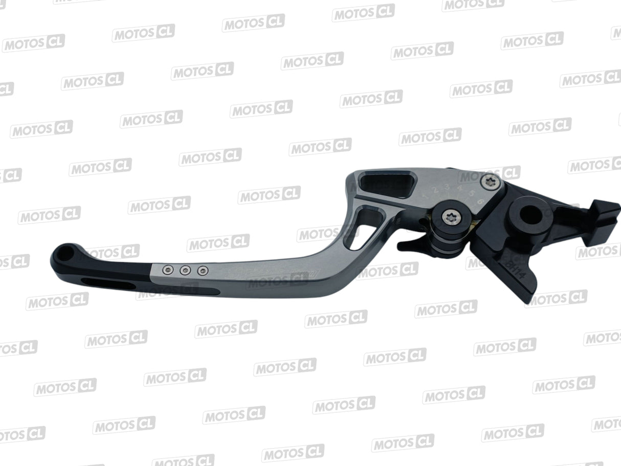 LEVIER DE FREIN SYNTO EVO ABM (BH14) EN ALUMINIUM USINÉ CNC LONG GRIS TITANE RÉGLABLE HOMOLOGUÉ BUELL-KAWASAKI-MZ-SUZUKI-TRIUMPH-YAMAHA / RA100923-H19-V15