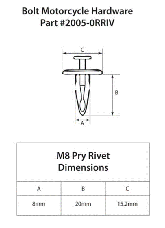 BOÎTE DE 10 CLIPS PLASTIQUE Ø8MM BOLT / RB2005-0RRIV