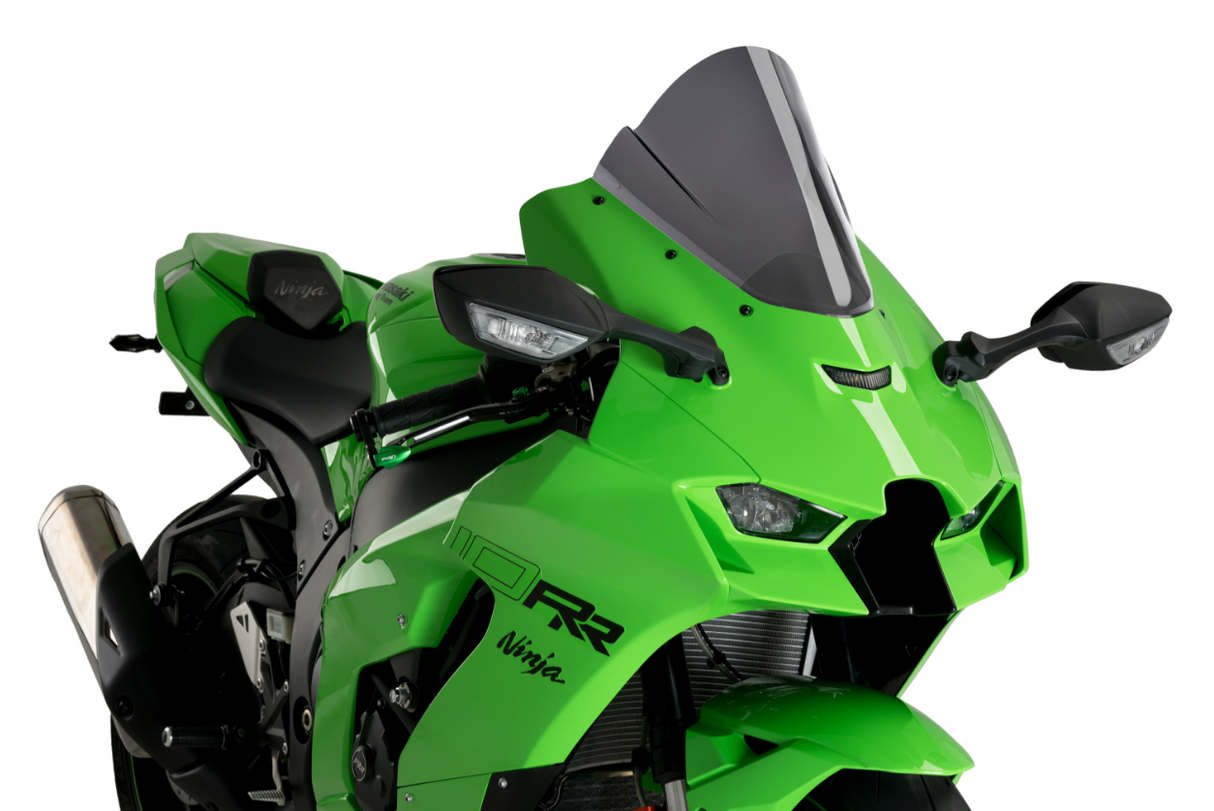 BULLE KAWASAKI ZX10R ET ZX10RR 2021 À 2026 Z-RACING +3,5CM HOMOLOGUÉ FUMÉ NOIR PUIG / RP20541F