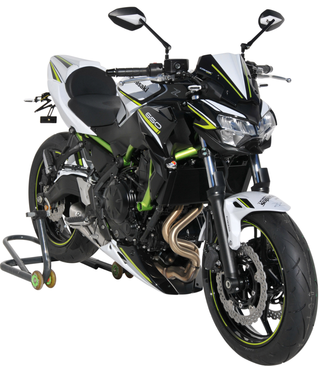 SAUTE VENT ERMAX POUR Z650 KAWASAKI 2020 À 2021 BLANC-NOIR-VERT / RE1503S78-SE