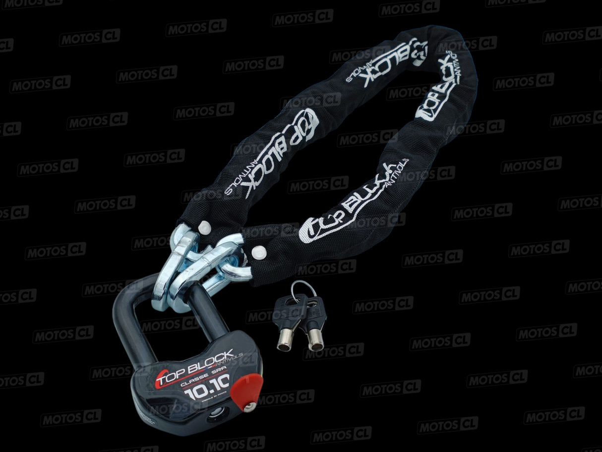 CHAINE ANTIVOL 1000 ET BLOQUE DISQUE 1010 Ø16MM UNIVERSEL TOP BLOCK CLASSE SRA + CORDON DE RAPPEL OFFERT / RT1010C