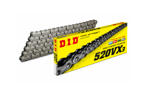 CHAÎNE DE TRANSMISSION DID AVEC JOINTS TORIQUE "X-RING" 520 VX3 GRISE 118 MAILLONS / RD4525516317245