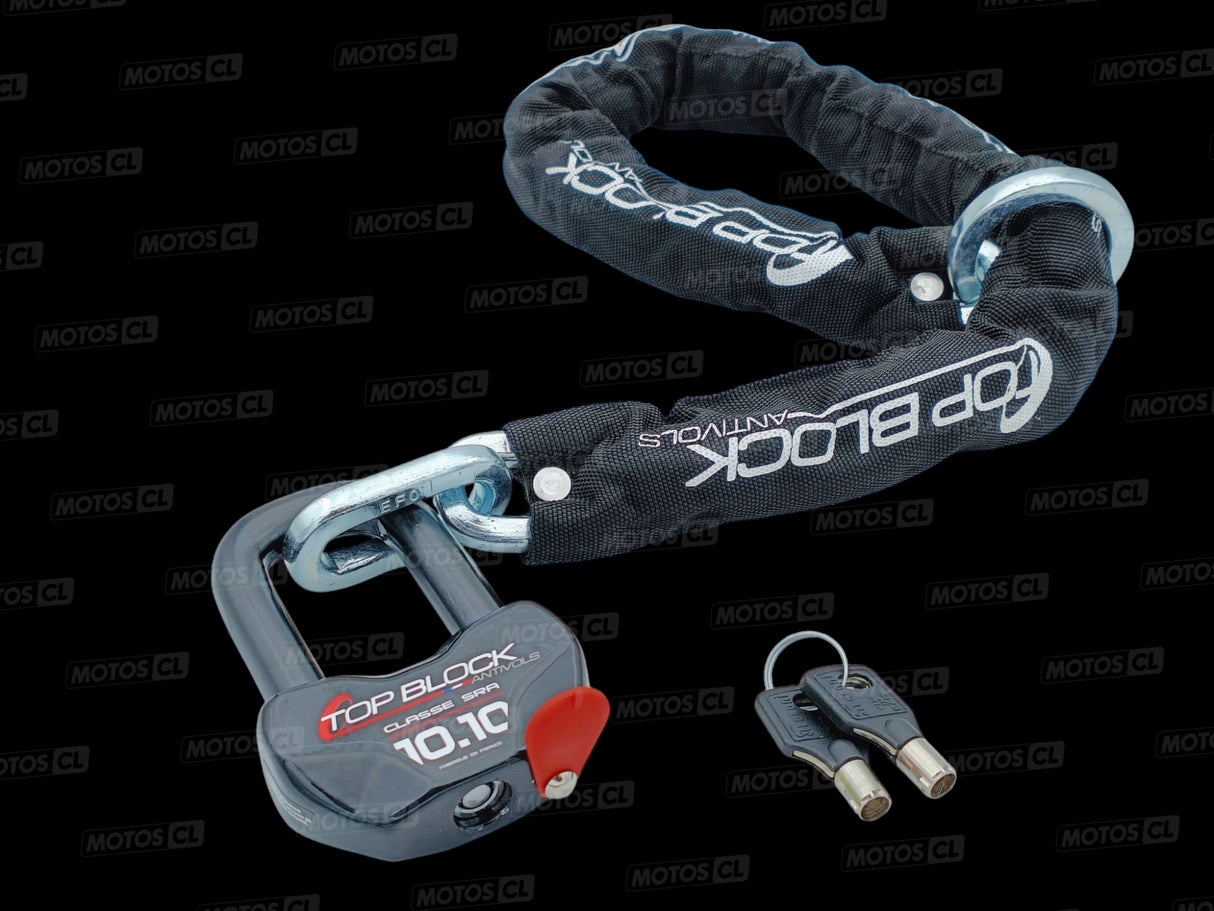 CHAINE ANTIVOL LASSO 1000 ET BLOQUE DISQUE 1010 Ø16MM UNIVERSEL TOP BLOCK CLASSE SRA + CORDON DE RAPPEL OFFERT / RT1010L