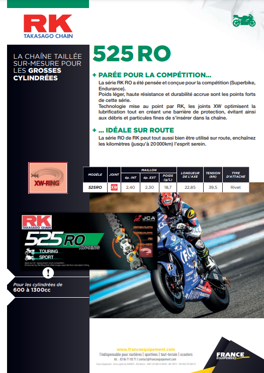 KIT CHAINE 16X41 AVEC CHAINE RK ROUGE ULTRA RENFORCÉE PANIGALE V4 et V4S DUCATI 2018-2024 FRANCE ÉQUIPEMENT / 179750.172