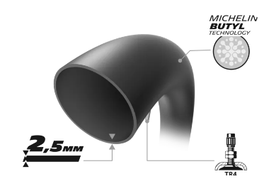 CHAMBRE À AIR MICHELIN OFF-ROAD ARRIÈRE 2.50X12 et 80/100X12 RENFORCÉE 2,5MM / RM974530