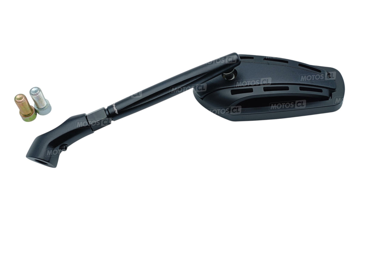 RÉTROVISEUR CHAFT GIPSY NOIR ET NOIR MAT HOMOLOGUÉ RÉGLABLE ET RÉVERSIBLE Ø10MM / RCIN513