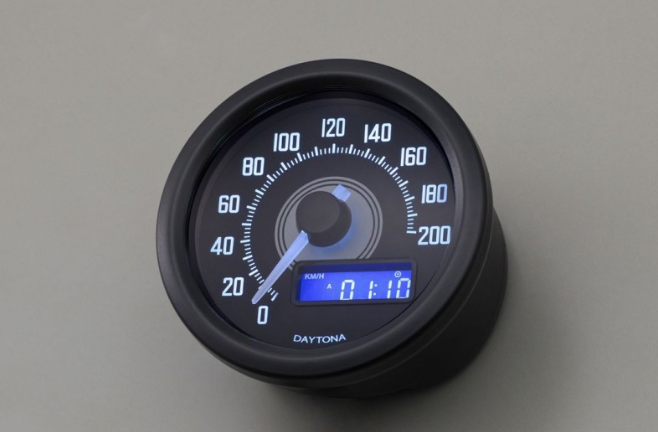 COMPTEUR DE VITESSE VÉLONA Ø60MM A LED BLANC 200KMH CUVELAGE NOIR DAYTONA / 86863