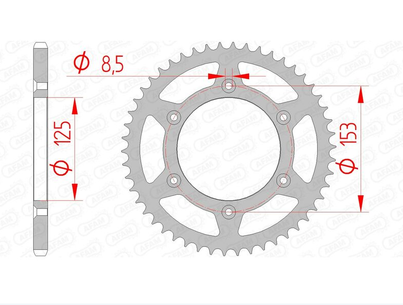 COURONNE AFAM ACIER 520 OFF ROAD 48 DENTS HM CRE-HONDA CR125-CR250-CR500-CRF250R-CRF250RX-CRF450R-CRF450RX-CRF450X-XR250L-XR250R-XR400R-XR650R / RA10212-48