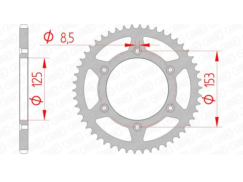 COURONNE AFAM ACIER 520 OFF ROAD 49 DENTS HM CRE-HONDA CR125-CR250-CR500-CRF250R-CRF250RX-CRF450R-CRF450RX-CRF450X-XR250L-XR250R-XR400R-XR650R / RA10212-49