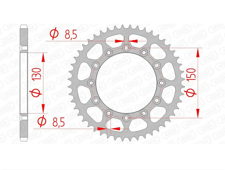 COURONNE AFAM ACIER SLK+ ANTI-BOUE 520 OFF ROAD 50 DENTS FANTIC-GASGAS-HONDA-RIEJU-YAMAHA / RA12323SLK+50