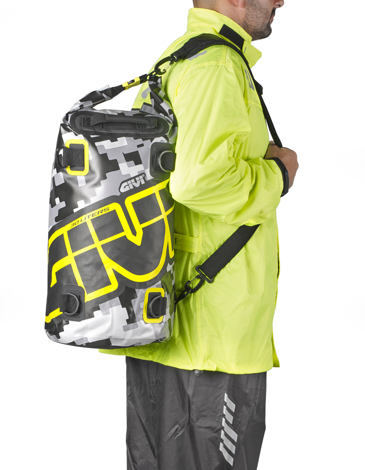 SAC ROULEAU ÉTANCHE GIVI EASY-T 30 LITRES CAMOUFLAGE GRIS ET JAUNE / RGEA114CM