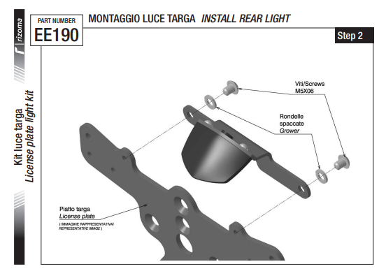 KIT ÉCLAIRAGE DE PLAQUE D'IMMATRICULATION À LED ET SON SUPPORT ALU RIZOMA / RREE190B