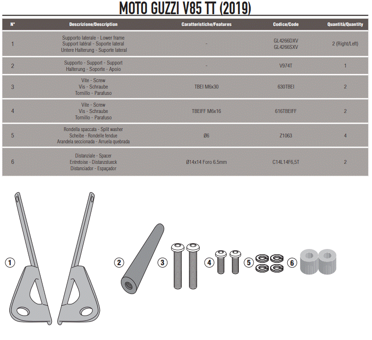 SUPPORT GPS POUR MOTO GUZZI V85TT 2019 À 2023 GIVI / FB8203