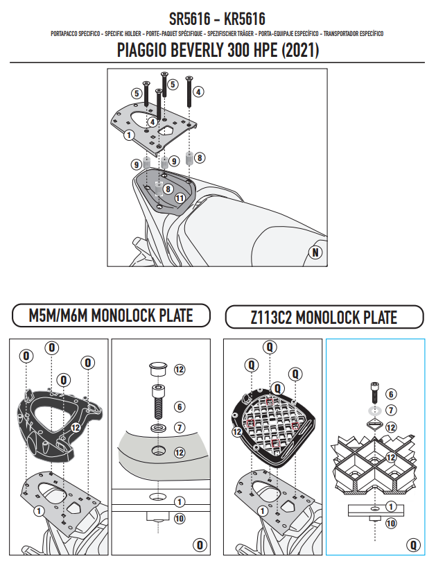 SUPPORT TOP CASE GIVI BEVERLY 300 400 HPE 2021 À 2024 PIAGGIO / RGSR5616