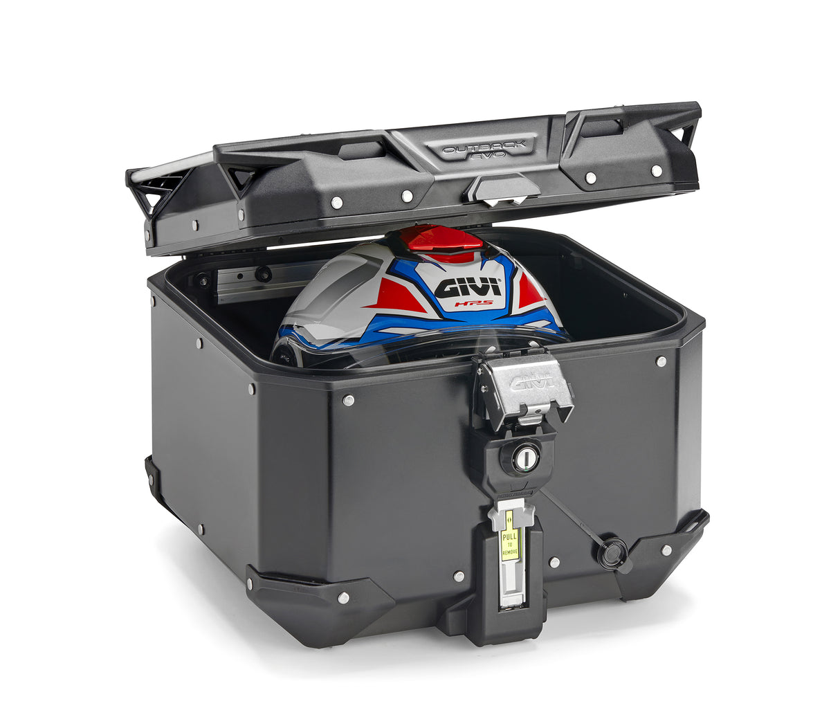 TOP CASE GIVI TREKKER OUTBACK EVO 42 EN ALUMINIUM PEINT EN NOIR SMART SECURITY LOCK MONOKEY/ RGOBKEV42B