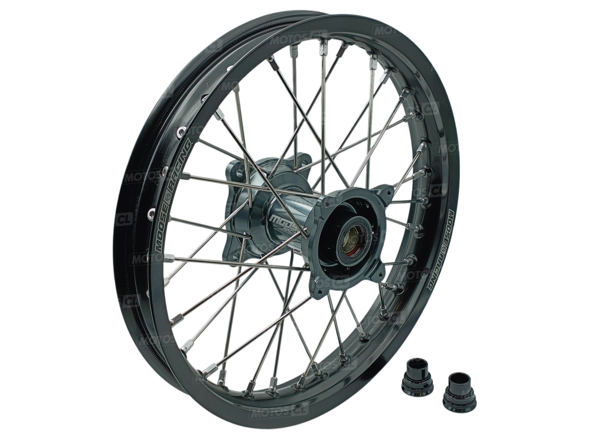 ROUE ARRIÈRE Ø16 GRANDE ROUE 85CC MOOSE RACING 16X1.85 POUR HUSQVARNA TC85-GASGAS MC85-KTM SX85 NOIR MOYEU GRIS TITANE / RMMR-18516-BKGY