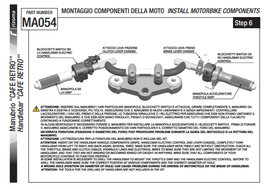 GUIDON RIZOMA RACE RÉTRO GROS DIAMÈTRE 22-28,6MM ALUMINIUM ANODISÉ NOIR HOMOLOGUÉ / RRMA054B