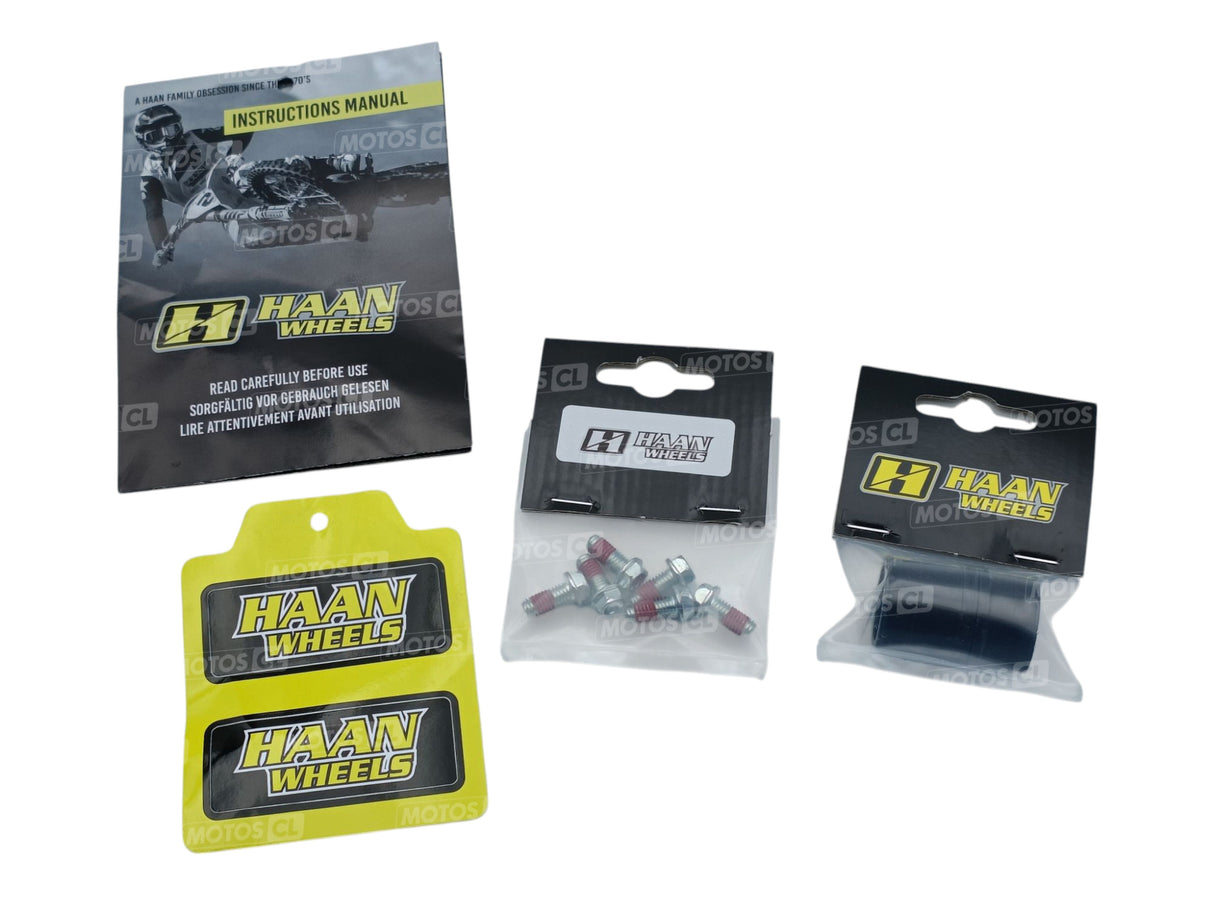 ROUE AVANT COMPLÈTE CRF250R ET CRF450R HONDA 2020 À 2026 HANN WHEELS MOYEU ANODISÉ ROUGE ET CERCLAGE EXCEL RENFORCÉ A60 ANODISÉ NOIR 21X1.60 X36TROUS / RH1 15019/11/6/1/1