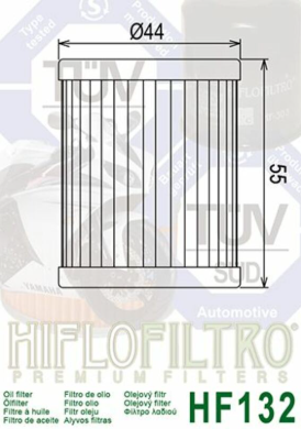 FILTRE À HUILE HIFLOFILTRO HF132 KAWASAKI-SUZUKI-SYM-YAMAHA / RHHF132