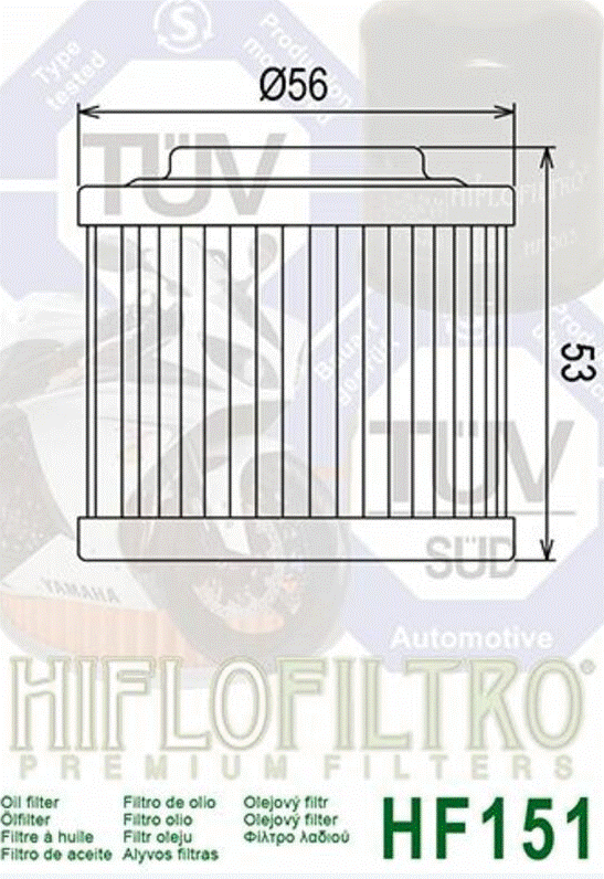 FILTRE À HUILE HIFLOFILTRO HF151 APRILIA BMW BOMBARDIER HUSQVARNA / RHHF151