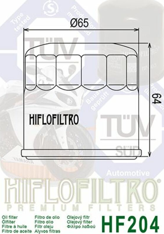 FILTRE À HUILE HIFLOFILTRO HF204 ARTIC CAT-HONDA-KAWASAKI-MV AGUSTA-TRIUMPH-YAMAHA / RHHF204