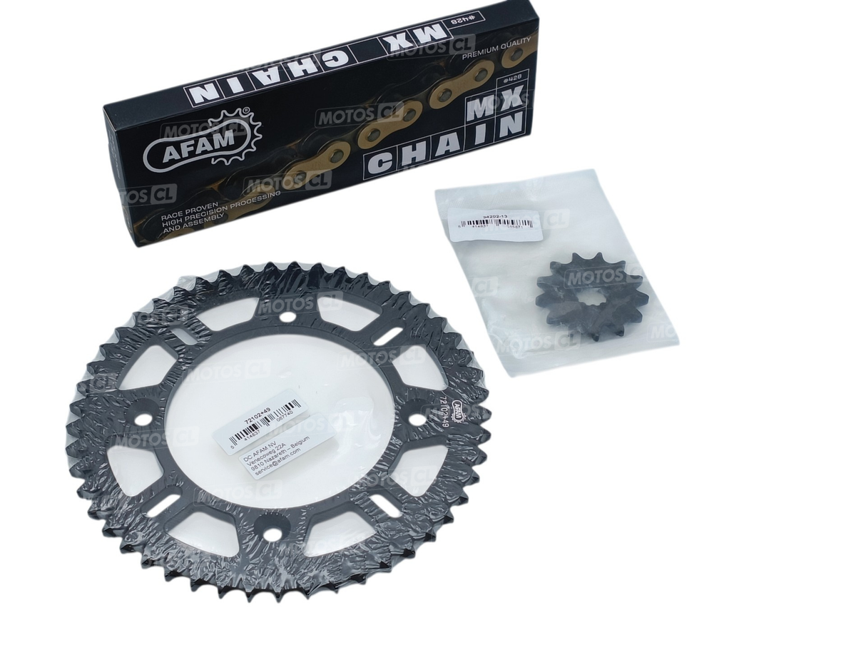KIT CHAÎNE AFAM 13X49 GASGAS MC85 19/16-HUSQVARNA TC85 19/16-KTM SX85 19/16 COURONNE ALU ANTI-BOUE / RD3026046