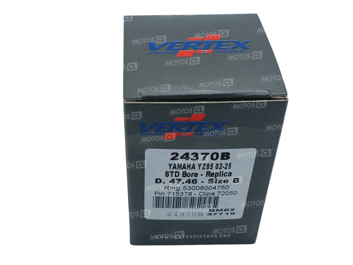 KIT PISTON COMPLET VERTEX COULÉ Ø47,46MM CÔTE B POUR YAMAHA 85YZ 2002 À 2025 / RVVTK24370B