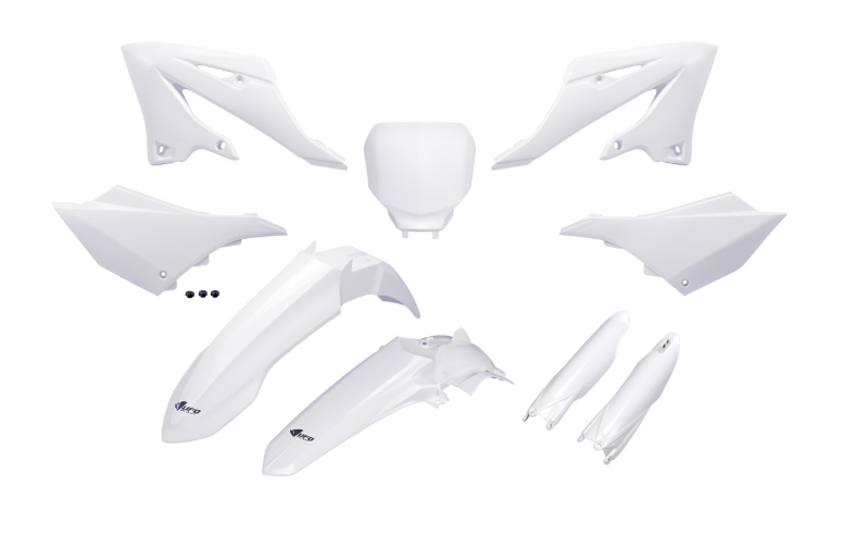 KIT PLASTIQUE RESTYLE GB AV ET PLAQUE AV YZF POUR YAMAHA 125YZ ET 250YZ 2022 À 2026 COULEUR BLANC UFO / RUYAKIT335F-046
