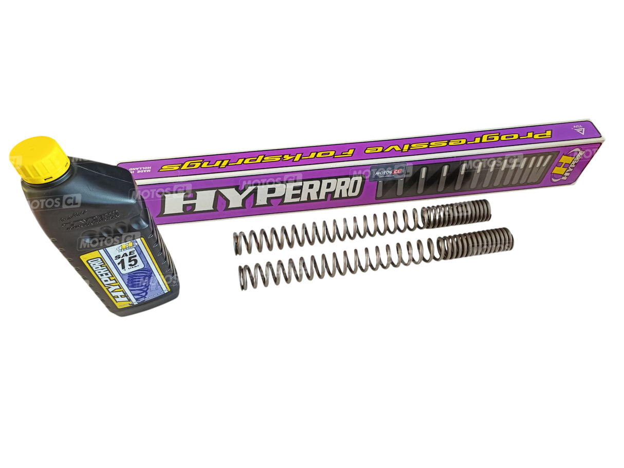 RESSORTS DE FOURCHE PROGRESSIF + HUILE 1X LITRE SAE15 POUR HONDA CB650F 2014 À 2017 HYPERPRO / HYSPHO06SA050