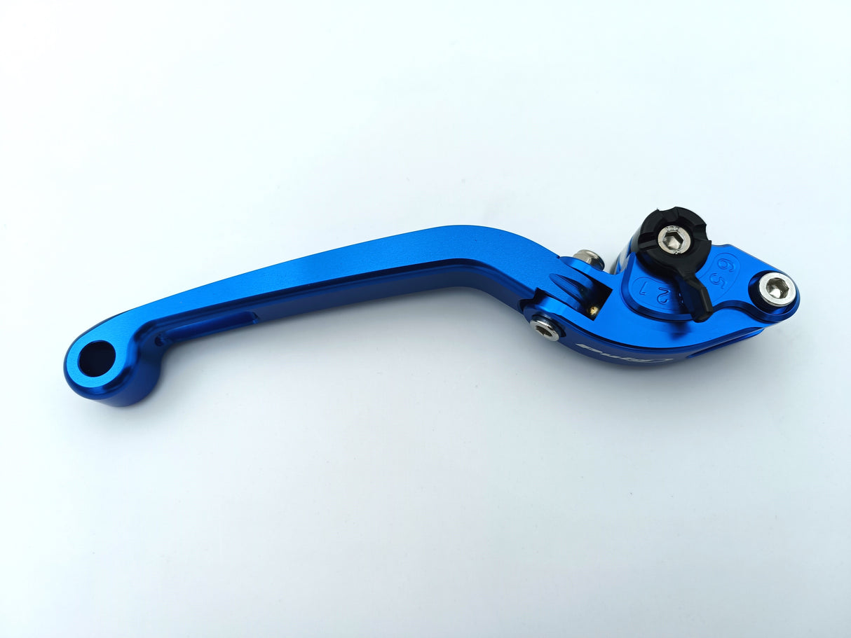 LEVIER DE FREIN PUIG 2.0 EN ALUMINIUM TAILLÉ MASSE LONG ARTICULÉ BLEU-NOIR MONTE SUR ADAPTATEUR PUIG / RP110AN