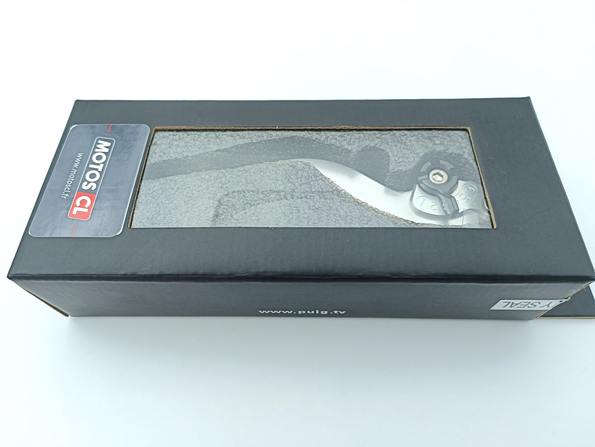 LEVIER DE FREIN PUIG 2.0 EN ALUMINIUM TAILLÉ MASSE LONG ALU-NOIR MONTE SUR ADAPTATEUR PUIG / RP120PN