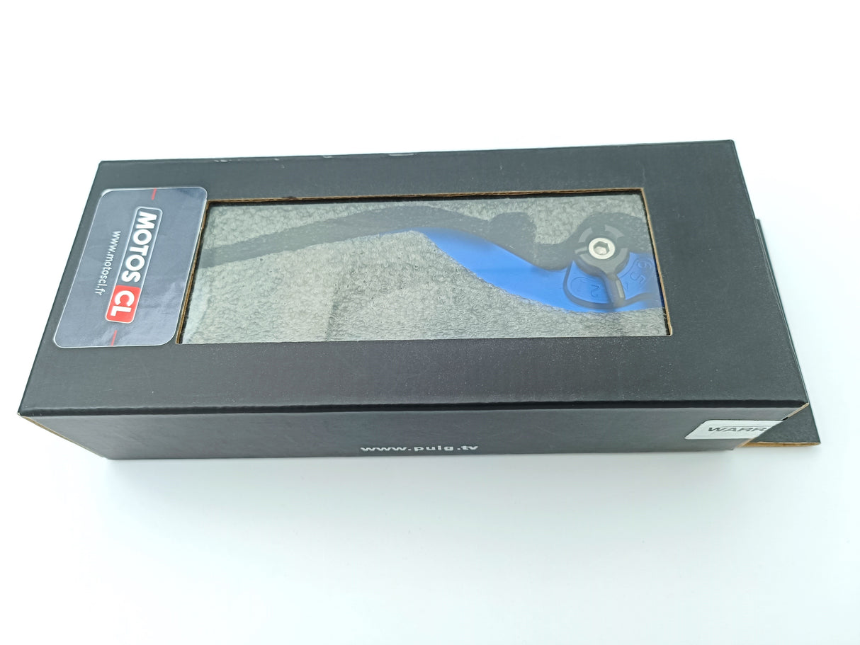 LEVIER DE FREIN PUIG 2.0 EN ALUMINIUM TAILLÉ MASSE LONG BLEU-NOIR MONTE SUR ADAPTATEUR PUIG / RP120AN