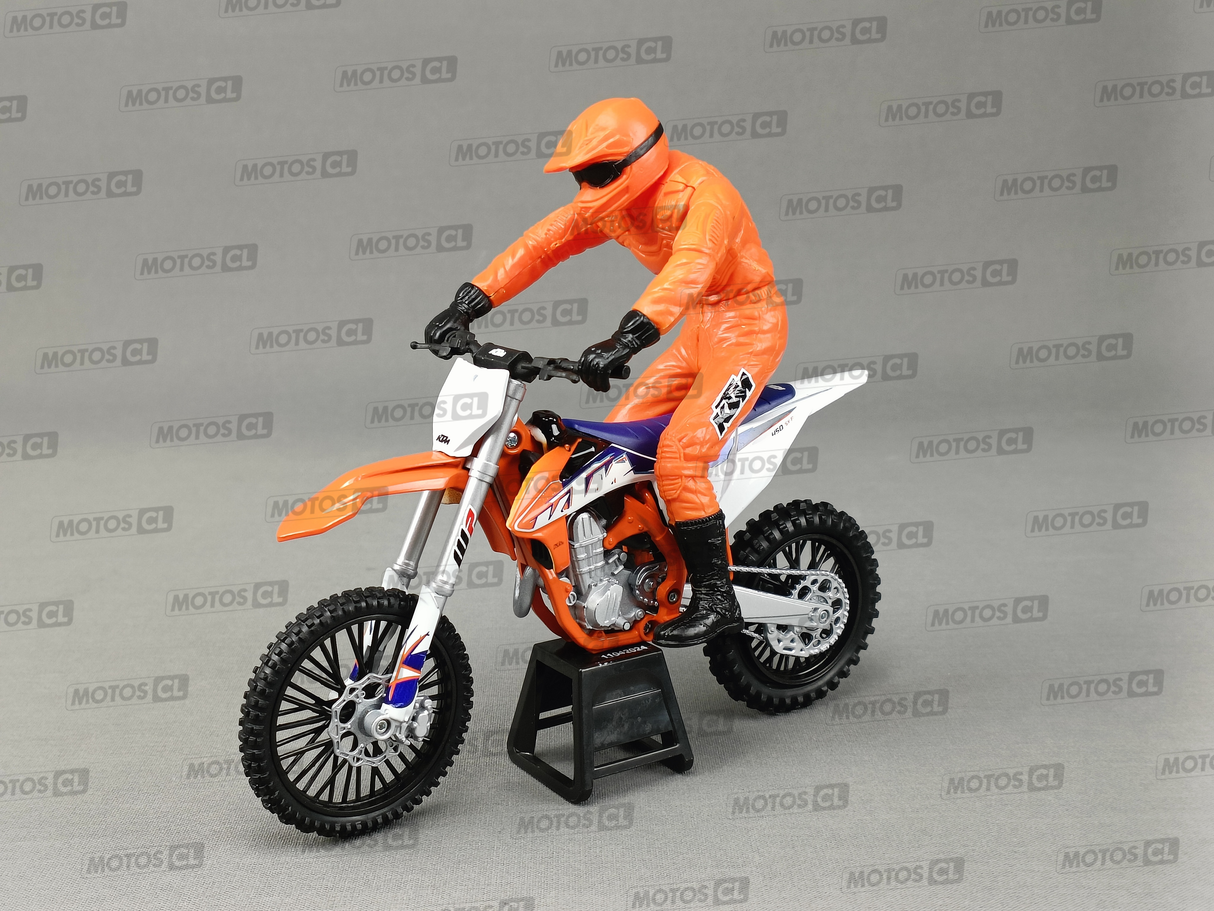 MINIATURE MOTOCROSS KTM 450SXF+PILOTE 1/12ÈME / RN085-58345