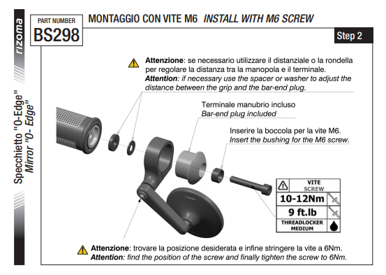 RÉTROVISEUR EMBOUT DE GUIDON EN ALU RIZOMA "O-EDGE" Ø56 ANODISÉ NOIR / RRBS298B