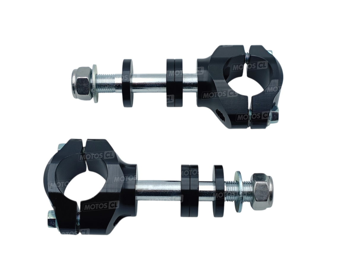PONTETS DE GUIDON 28,6MM EN ALUMINIUM ANODISÉ NOIR POUR TÉ DE FOURCHE D'ORIGINE FANTIC-HONDA-KAWASAKI-YAMAHA HAUTEUR RÉGLABLE 4 POSITIONS / RSP62