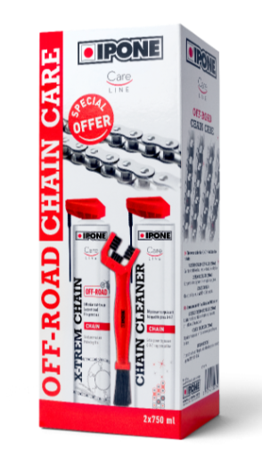 PACK CHAÎNE TOUT-TERRAIN IPONE X-TREM CHAIN OFF ROAD 750ML + CHAIN CLEANNER 750ML + BROSSE OFFERTE / RI800737