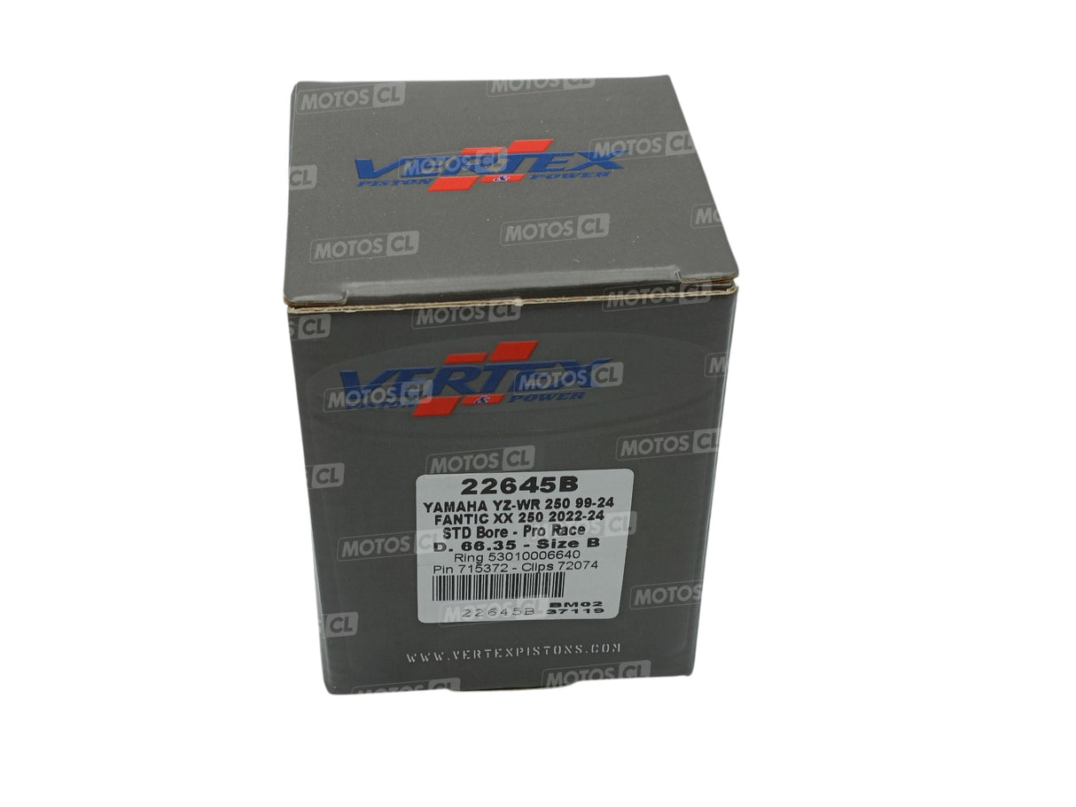 KIT PISTON COMPLET VERTEX FORGÉ PRO VERSION Ø66,35MM CÔTE B POUR FANTIC XX250 2022 À 2026-YAMAHA 250YZ 1999 À 2025 ET WR250R 2008 À 2016 / RV22645B
