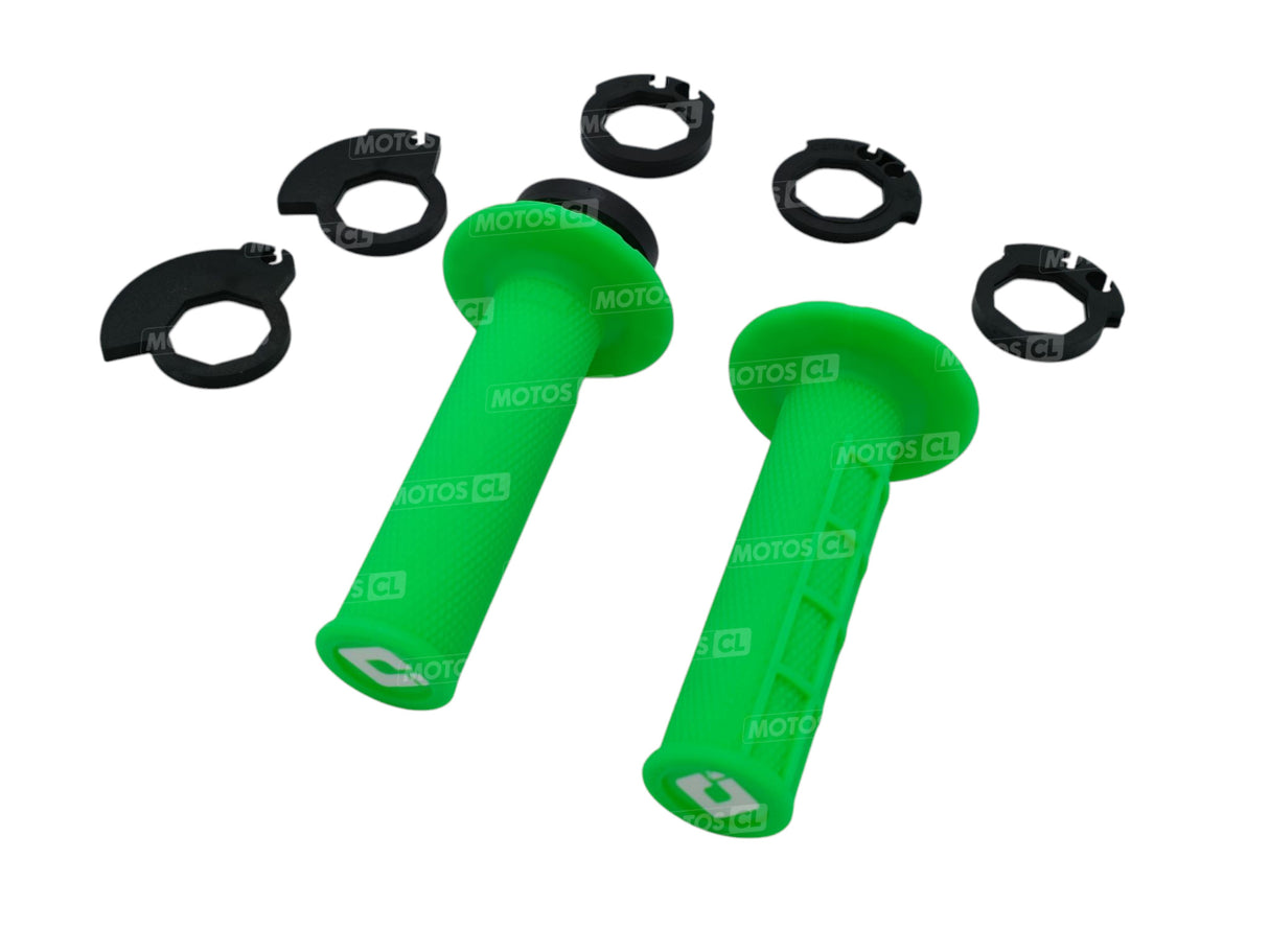 POIGNÉES ODI EMIG V2 LOCK-ON SEMI-GAUFRÉ MX LONGUEUR 125MM VERT FLUO / ROH36HWN