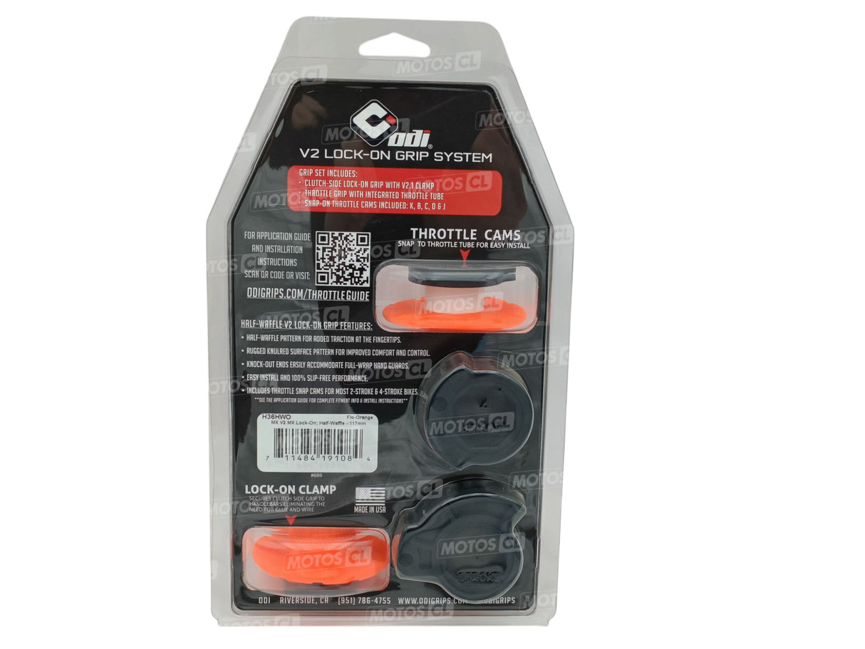 POIGNÉES ODI EMIG V2 LOCK-ON SEMI-GAUFRÉ MX LONGUEUR 125MM ORANGE / ROH36HWO